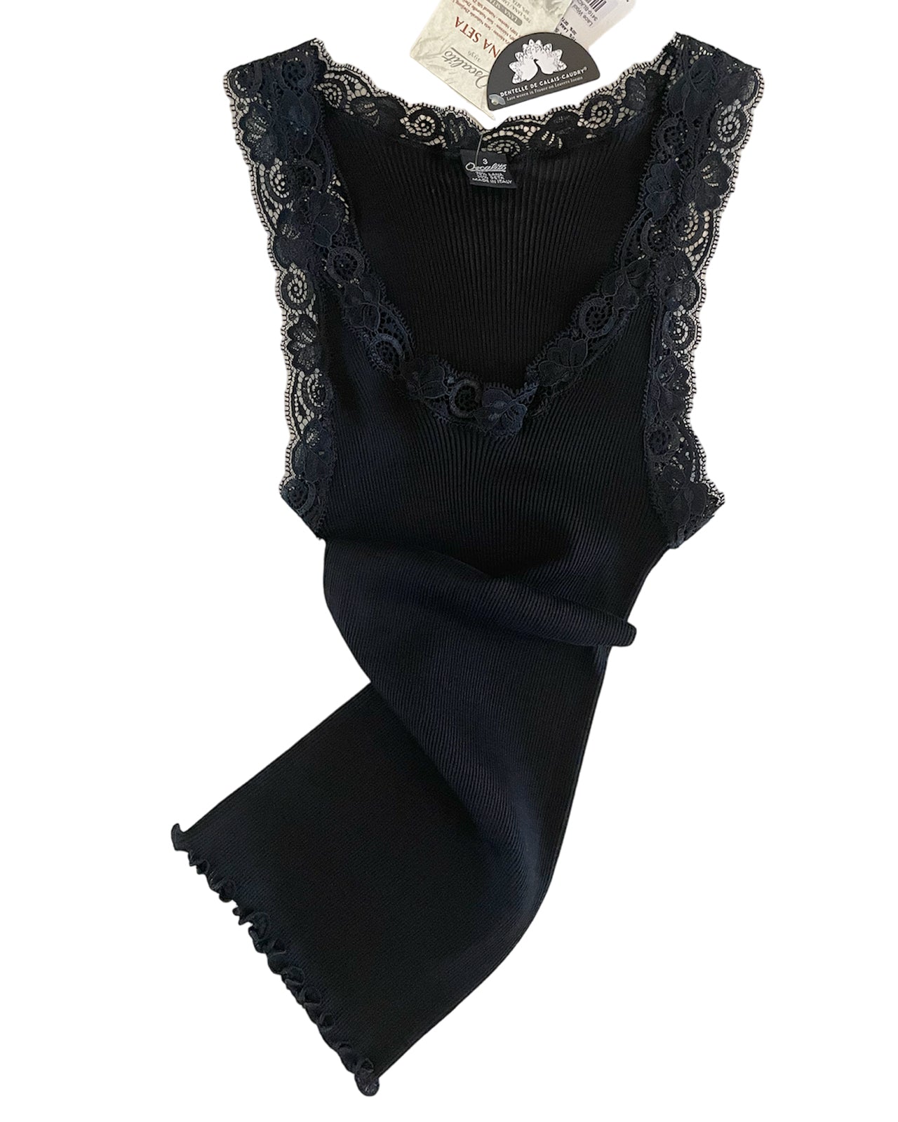 Lace Wool Silk Rib Tank