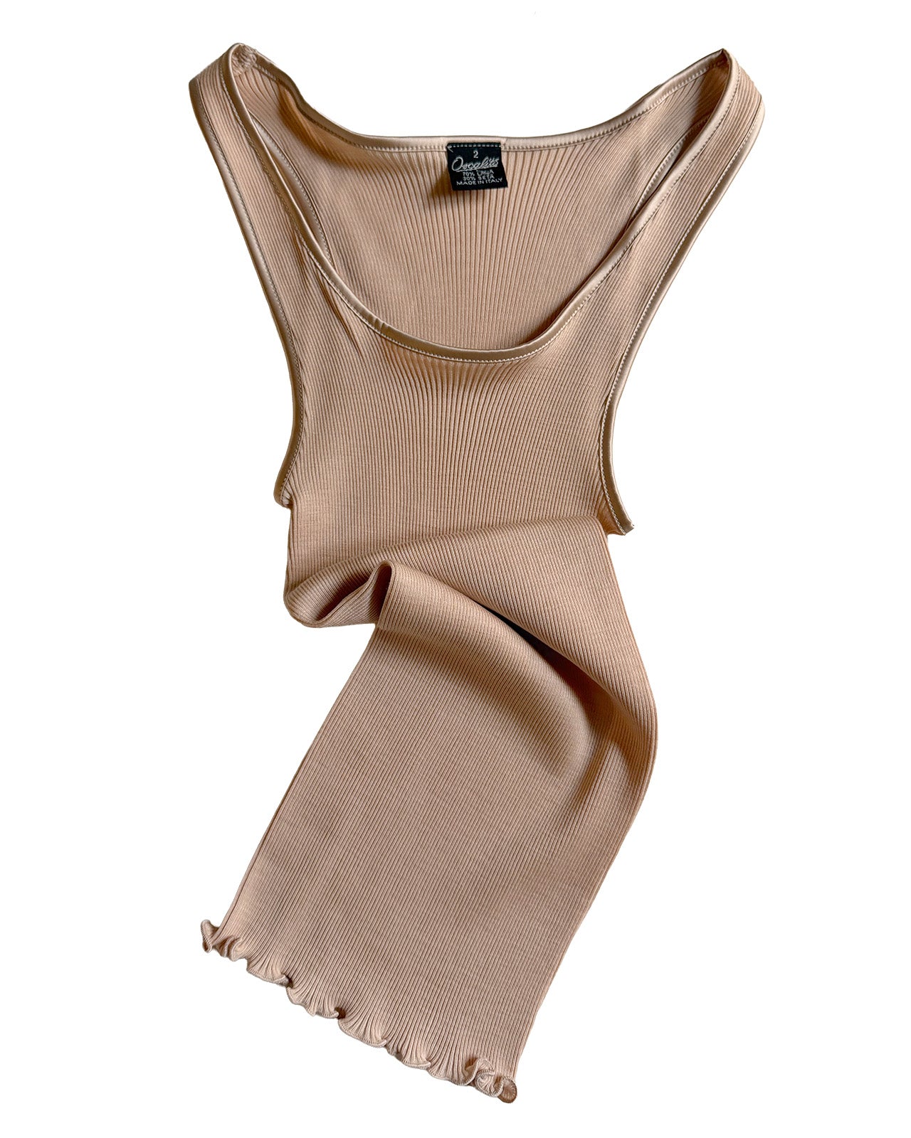 Wool/Silk Rib Tank Silk Trim