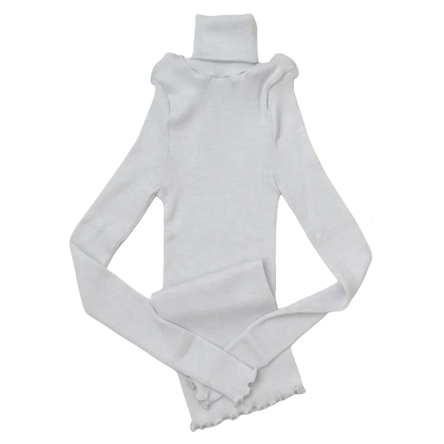 Wool Silk Rib Turtleneck