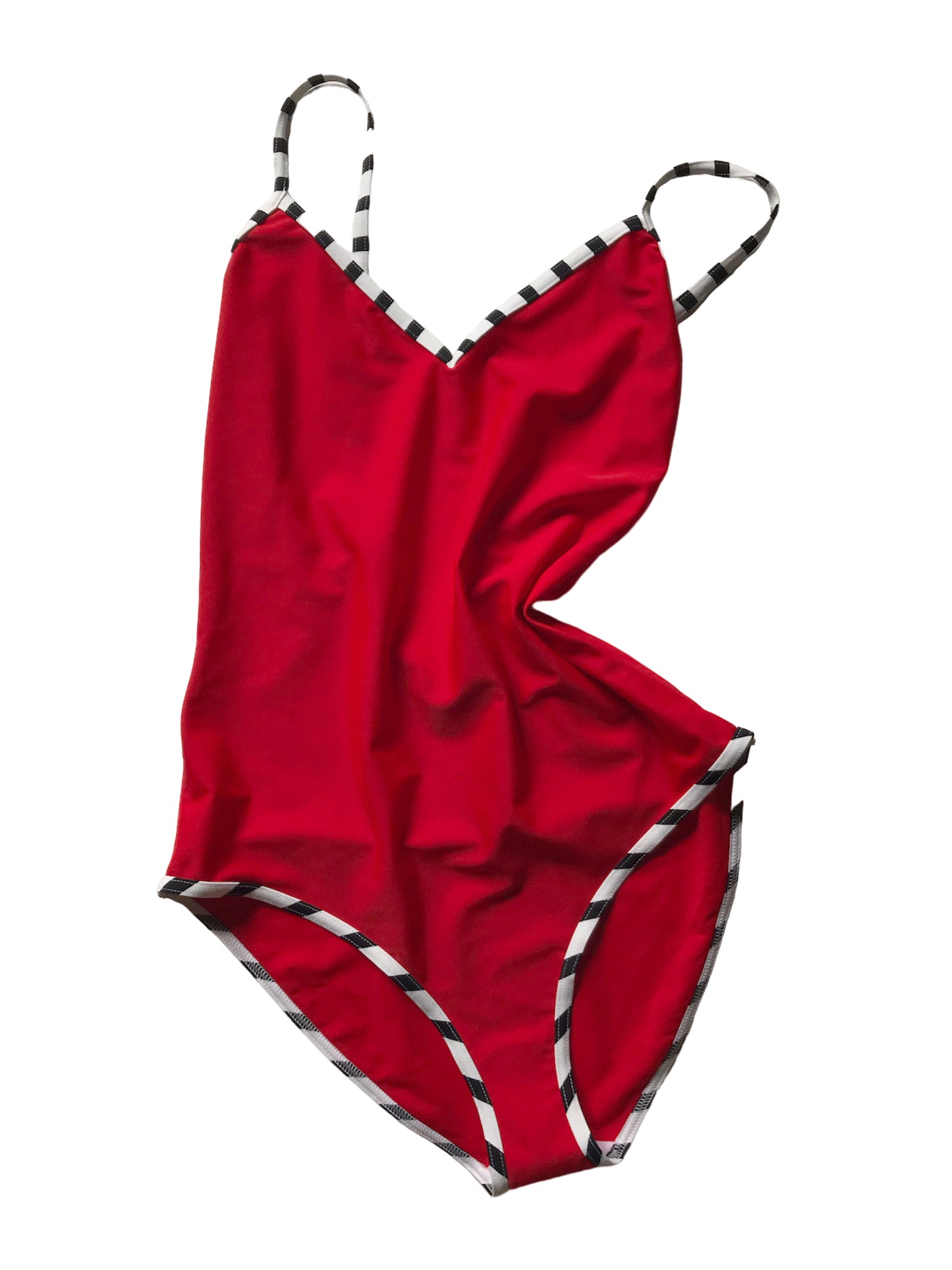 Swimsuit with striped edge trim