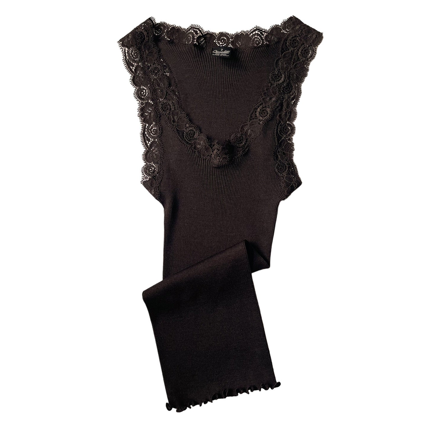 Lace Wool Silk Rib Tank