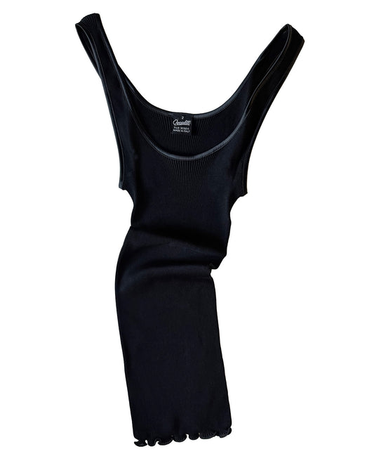 Cotton Rib Tank Silk Trim