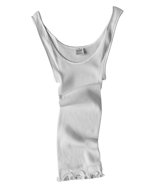 Cotton Rib Tank-Silk Trim
