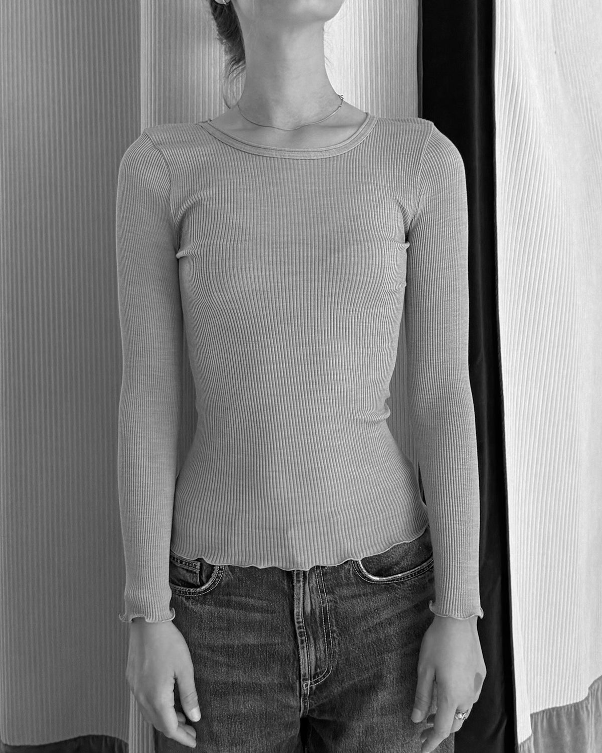Wool Silk Rib L/S