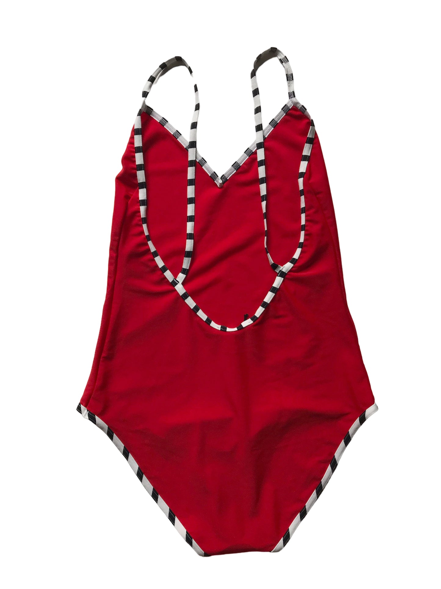 Swimsuit with striped edge trim