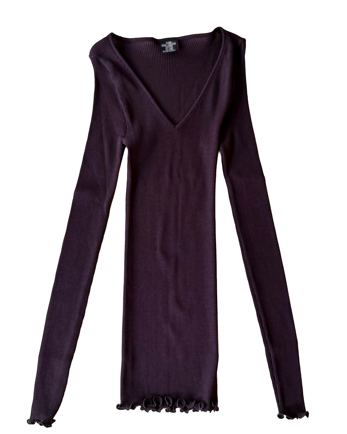 Wool Silk Rib V-Neck L/S