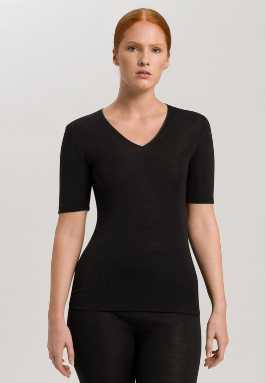 Woolen Silk V Neck S/SLV